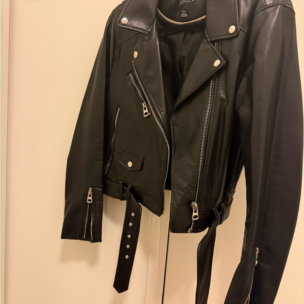 Zara Black Faux Leather Moto Jacket
